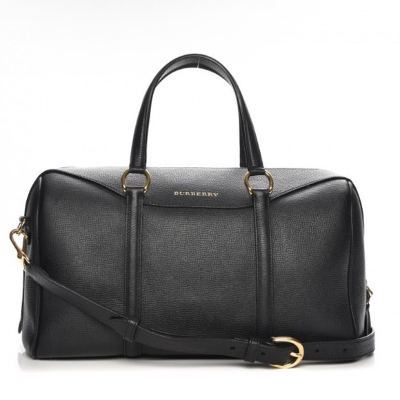 Burberry Handbags - Burberry Black Derby Leather Alchester Bowling Medium Bag
